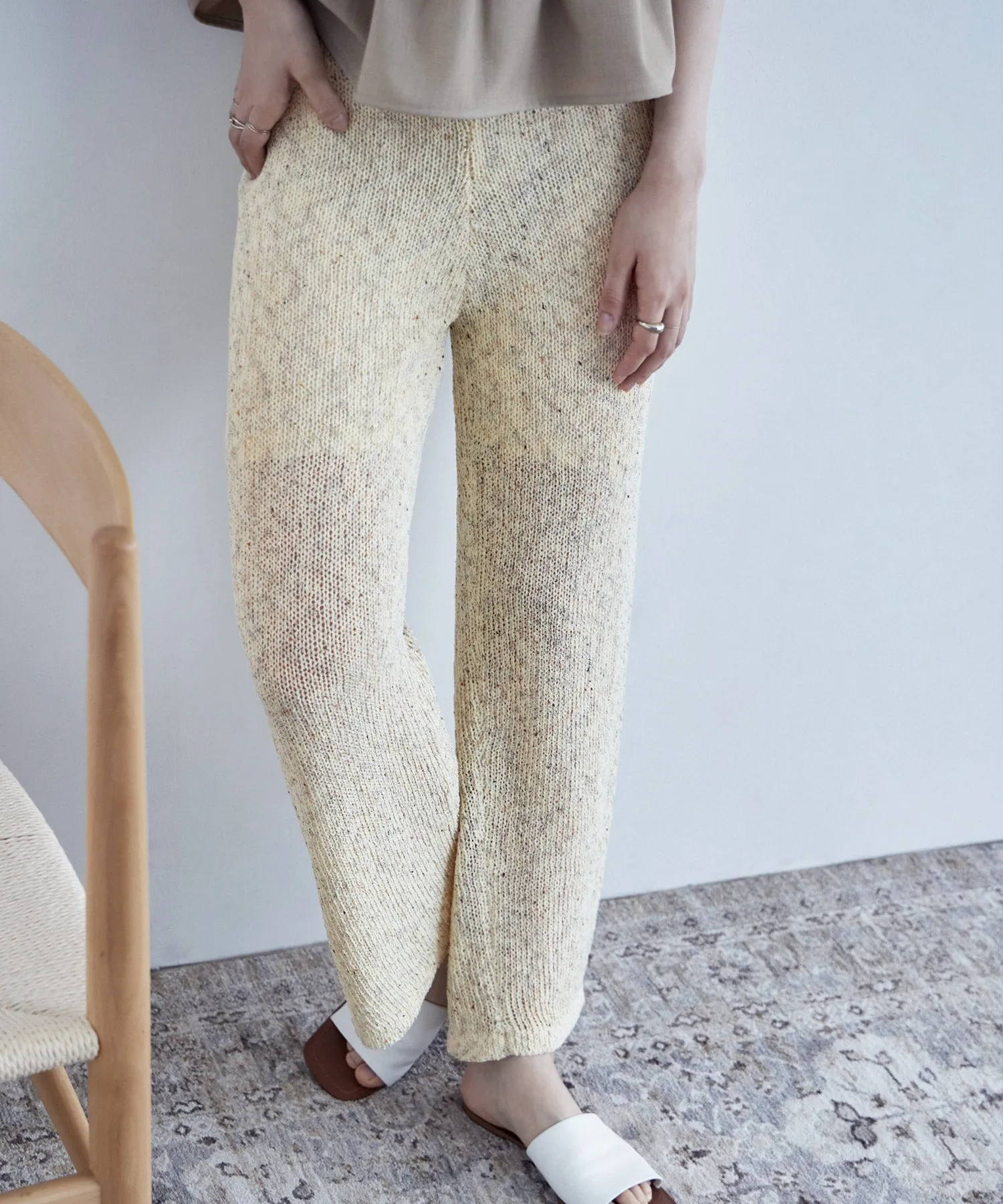 Linen touch mix knit pants