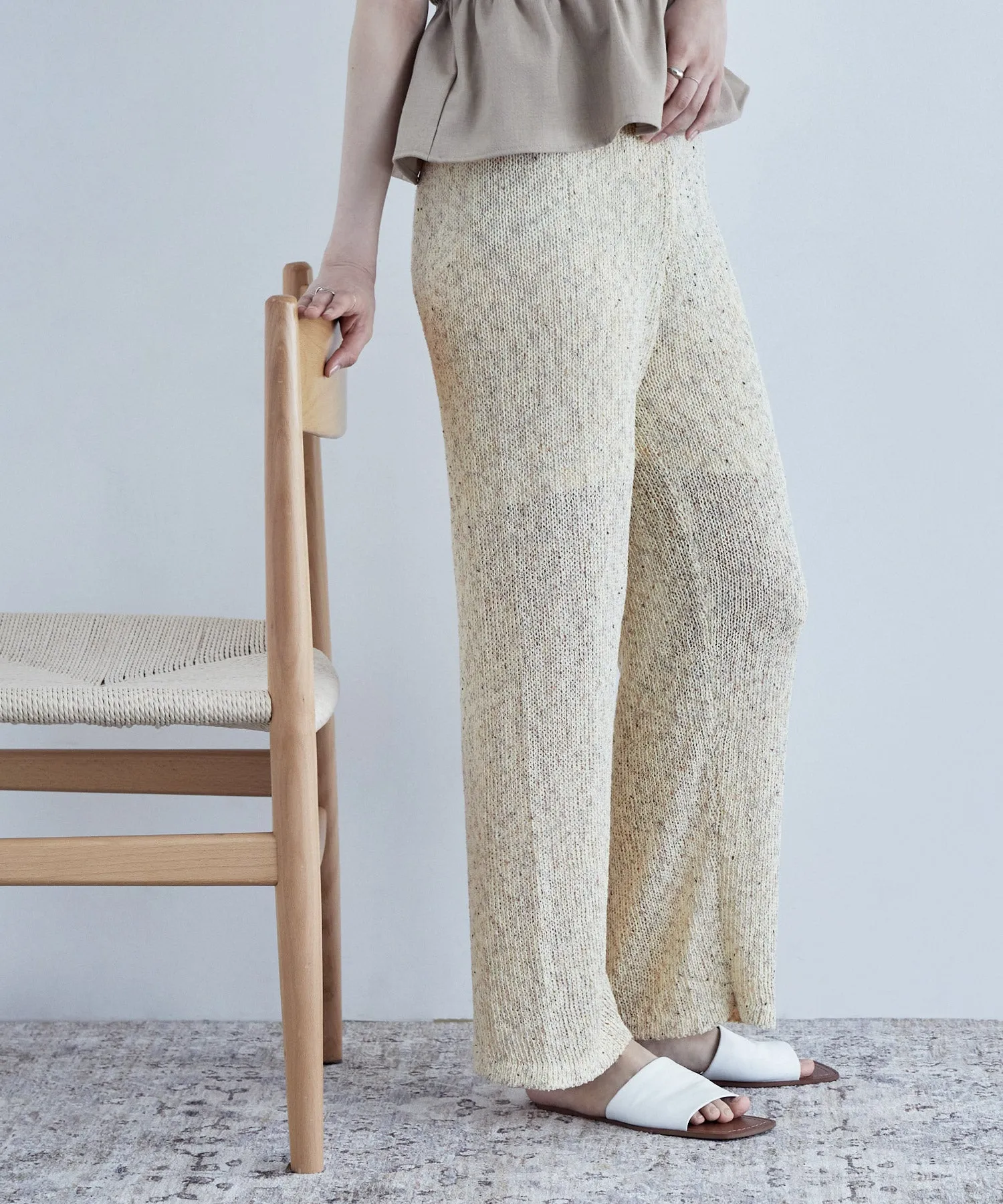 Linen touch mix knit pants