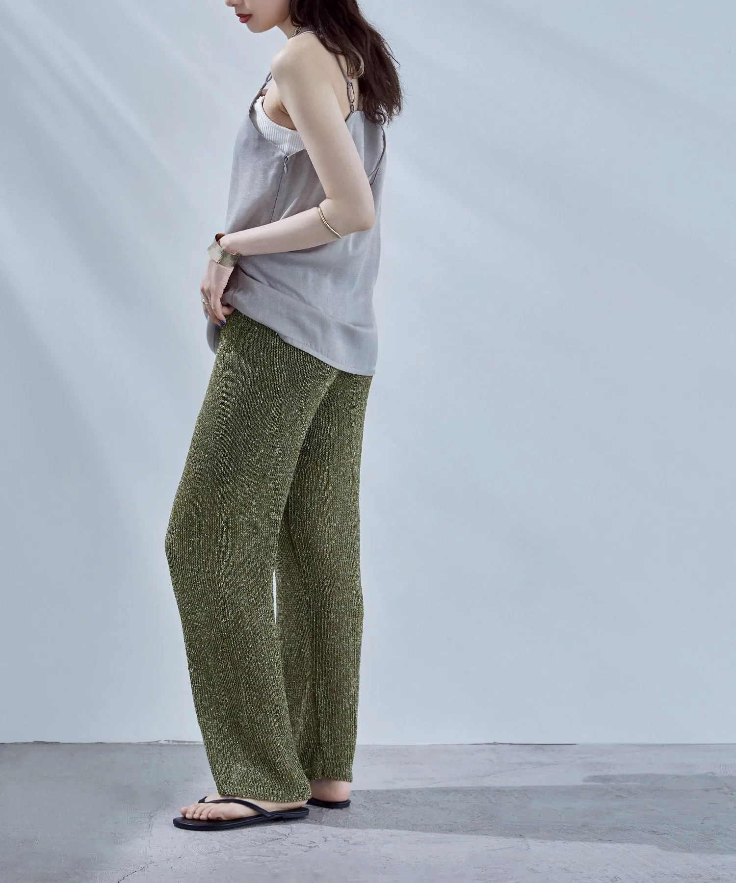 Linen touch mix knit pants