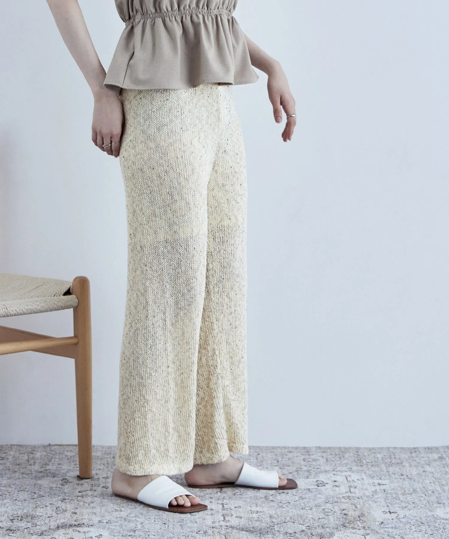 Linen touch mix knit pants