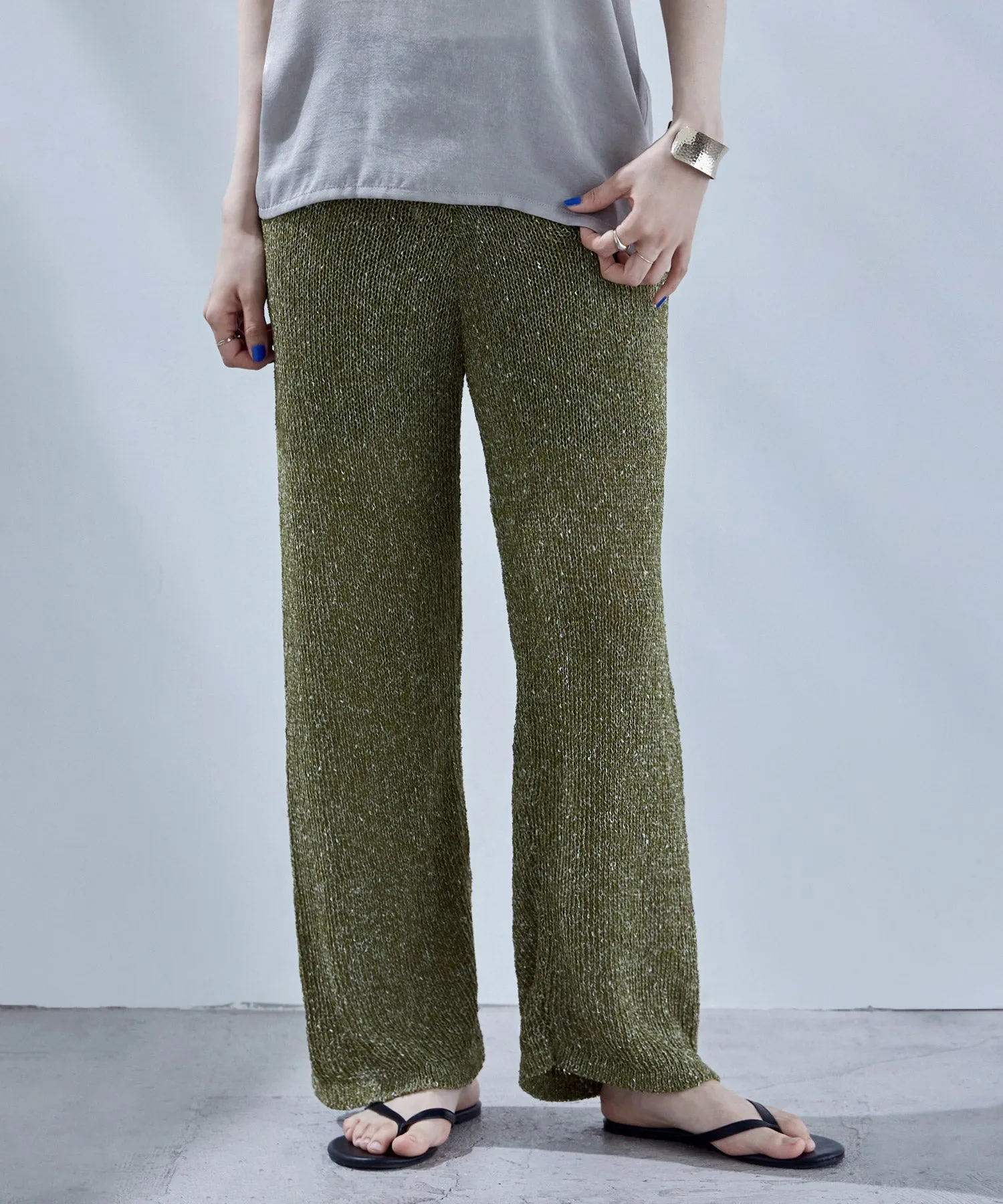 Linen touch mix knit pants