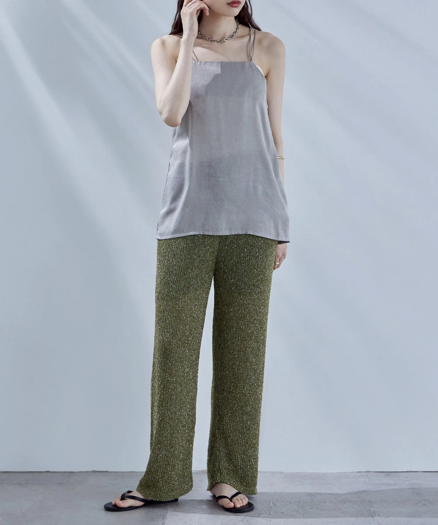 Linen touch mix knit pants