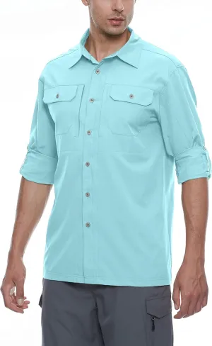Little Donkey Andy Men's Stretch Quick Dry UPF50  Long Sleeve Shirt for Hiking, Travel, Camping