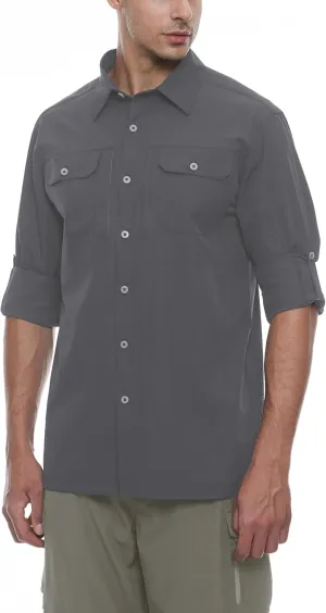 Little Donkey Andy Men's Stretch Quick Dry UPF50  Long Sleeve Shirt for Hiking, Travel, Camping