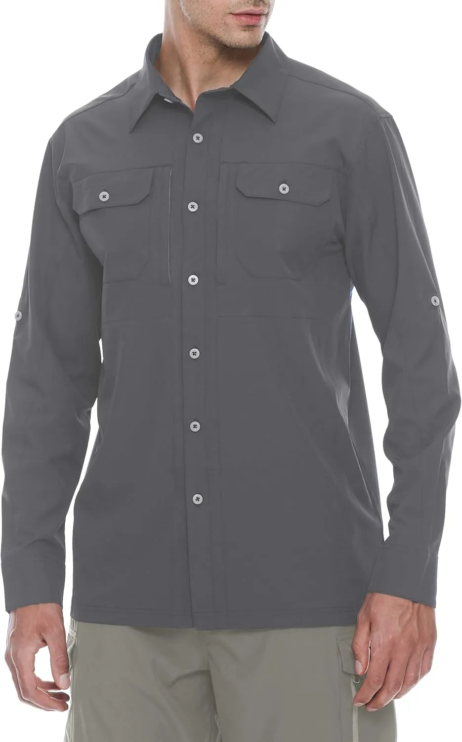Little Donkey Andy Men's Stretch Quick Dry UPF50  Long Sleeve Shirt for Hiking, Travel, Camping