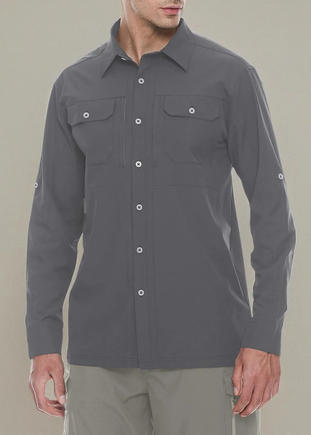 Little Donkey Andy Men's Stretch Quick Dry UPF50  Long Sleeve Shirt for Hiking, Travel, Camping