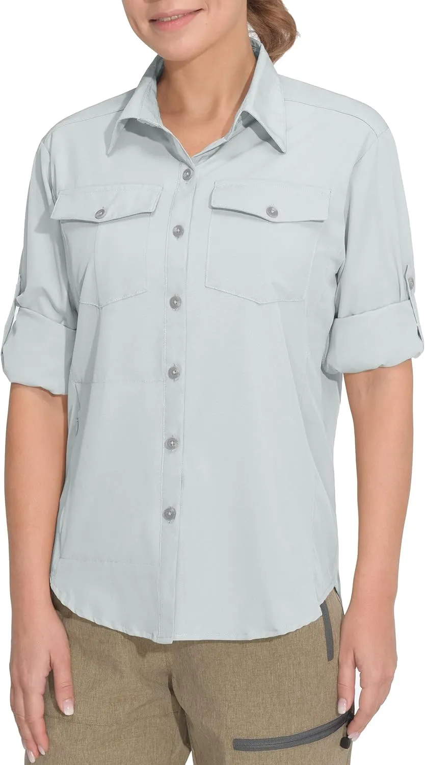 Little Donkey Andy Women's Stretch Quick Dry UPF50  Long Sleeve Shirt for Hiking, Travel, Camping