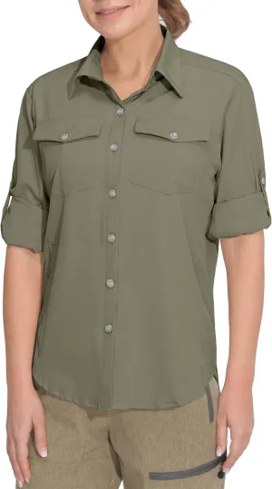 Little Donkey Andy Women's Stretch Quick Dry UPF50  Long Sleeve Shirt for Hiking, Travel, Camping