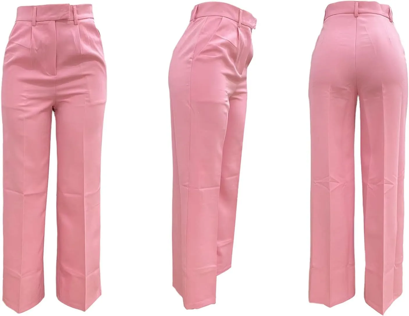 LKOUS Casual Wide Leg Dress Pants Women,High Waisted Work Pant Straight Leg Trousers with Pockets