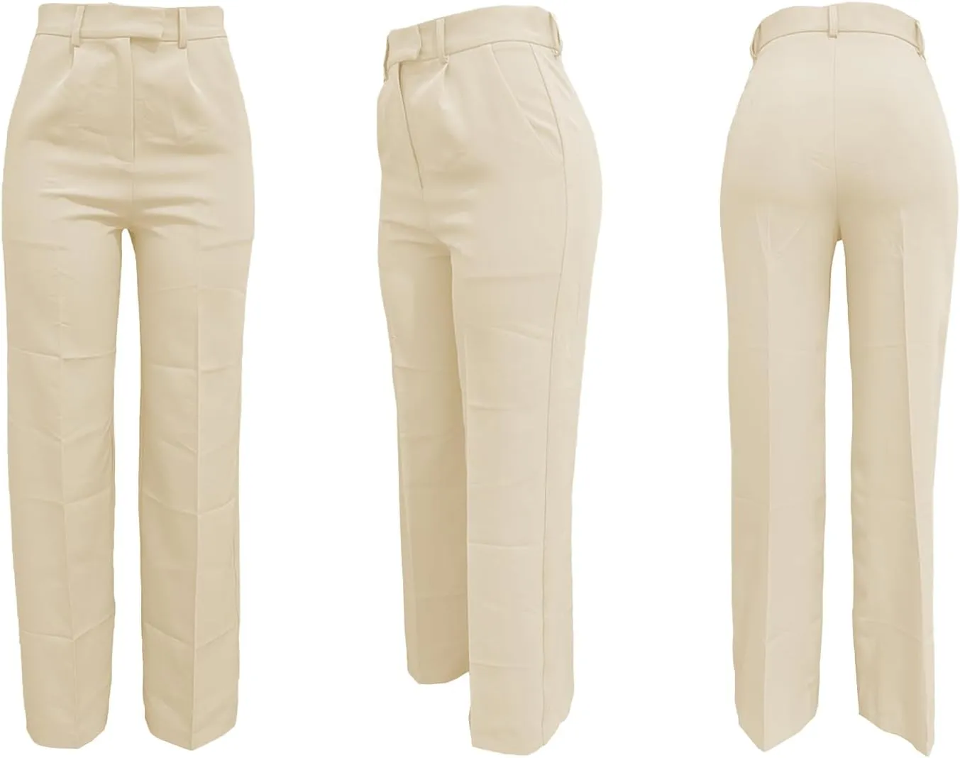 LKOUS Casual Wide Leg Dress Pants Women,High Waisted Work Pant Straight Leg Trousers with Pockets