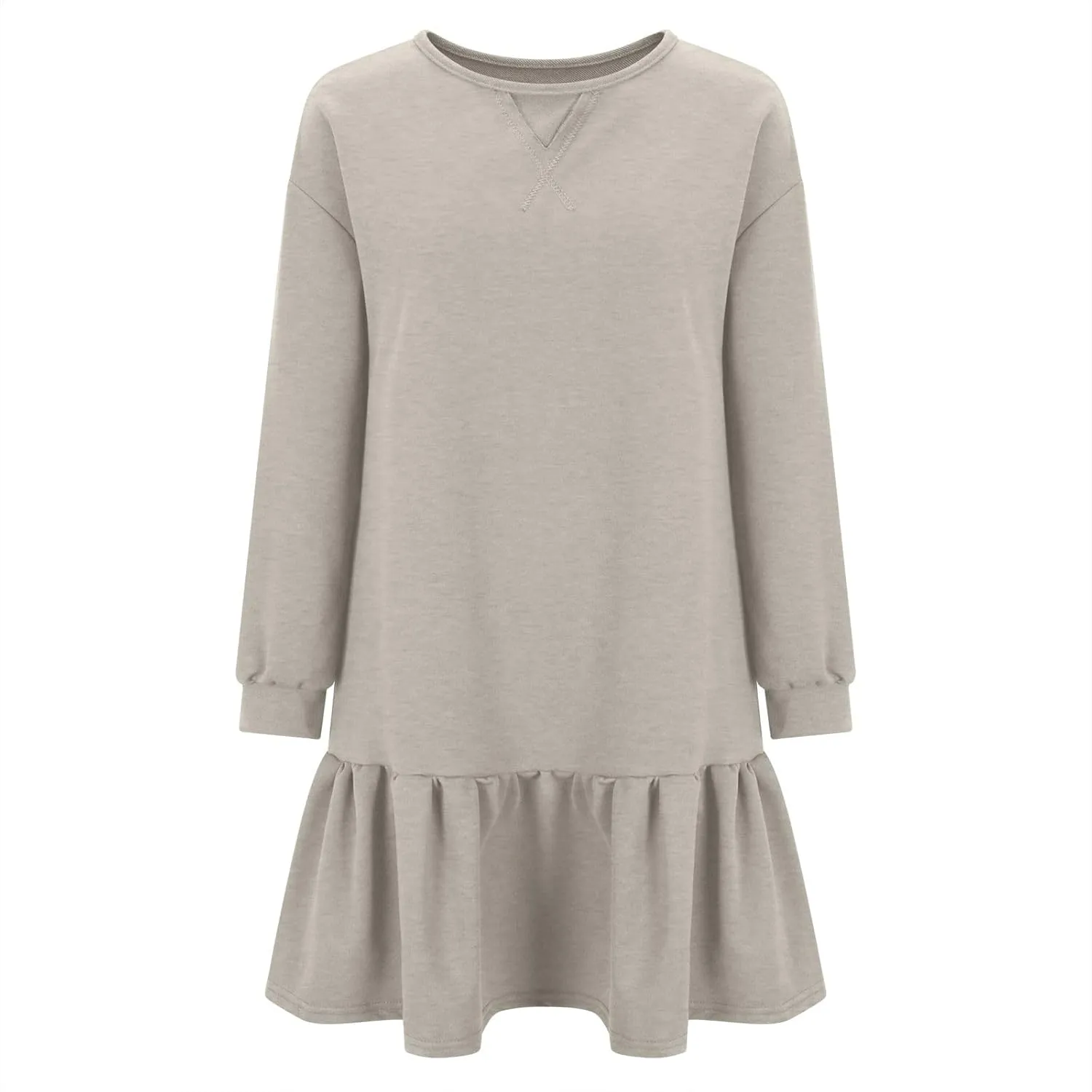 Long Sleeve Tshirt Dress for Women Plus Size Crewneck Pullover Tops Patchwork Sweatshirt Dress Casual Mini Dresses