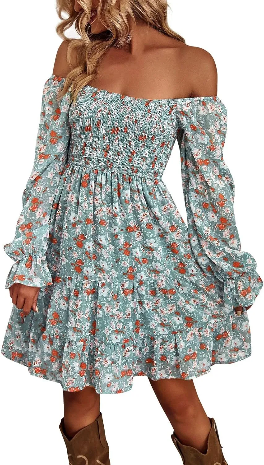 Maternity Dress, Women's Ditsy Floral Off Shoulder Mini Dress A Line Boho Summer Dresses