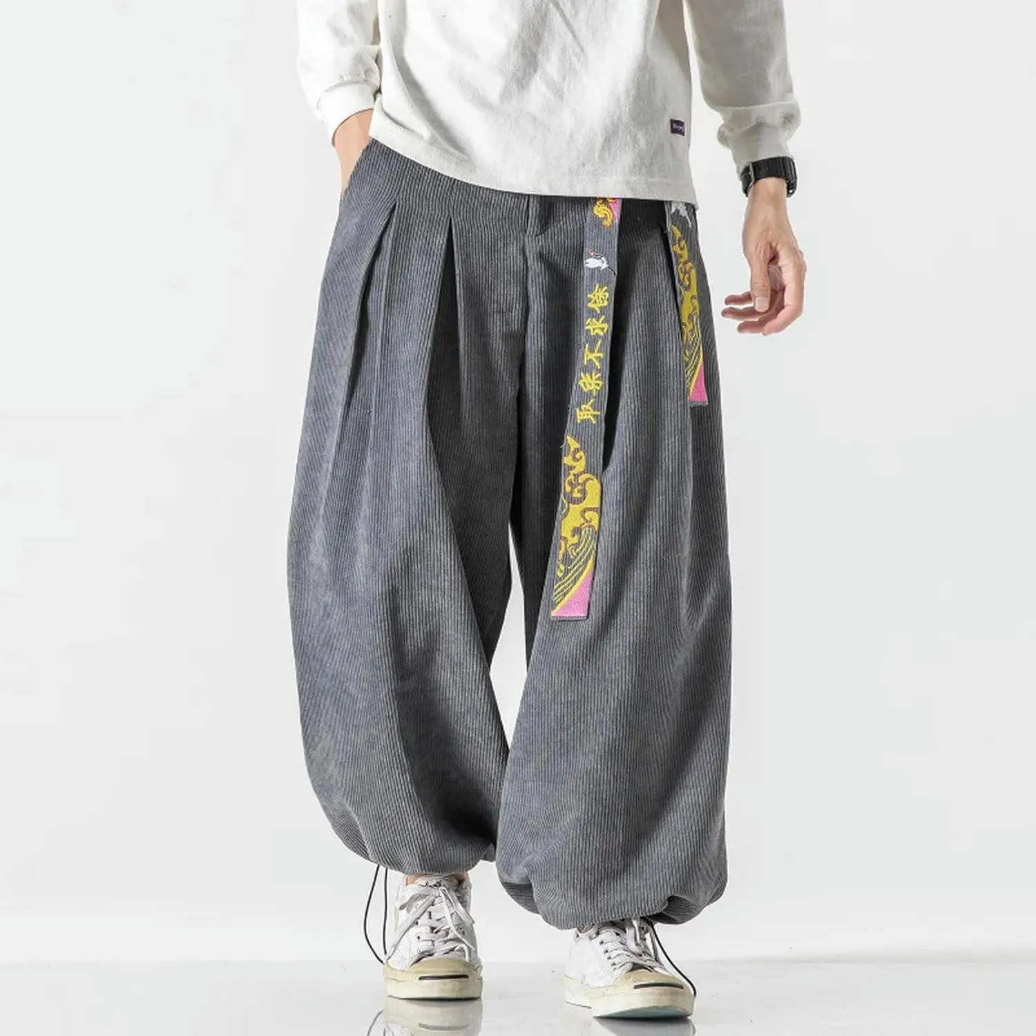 Men Pants Fashion Loose Harajuku Sports Trousers Hip Hop Jogging Pants Corduroy Casual Couple Harem Pants M-5XL