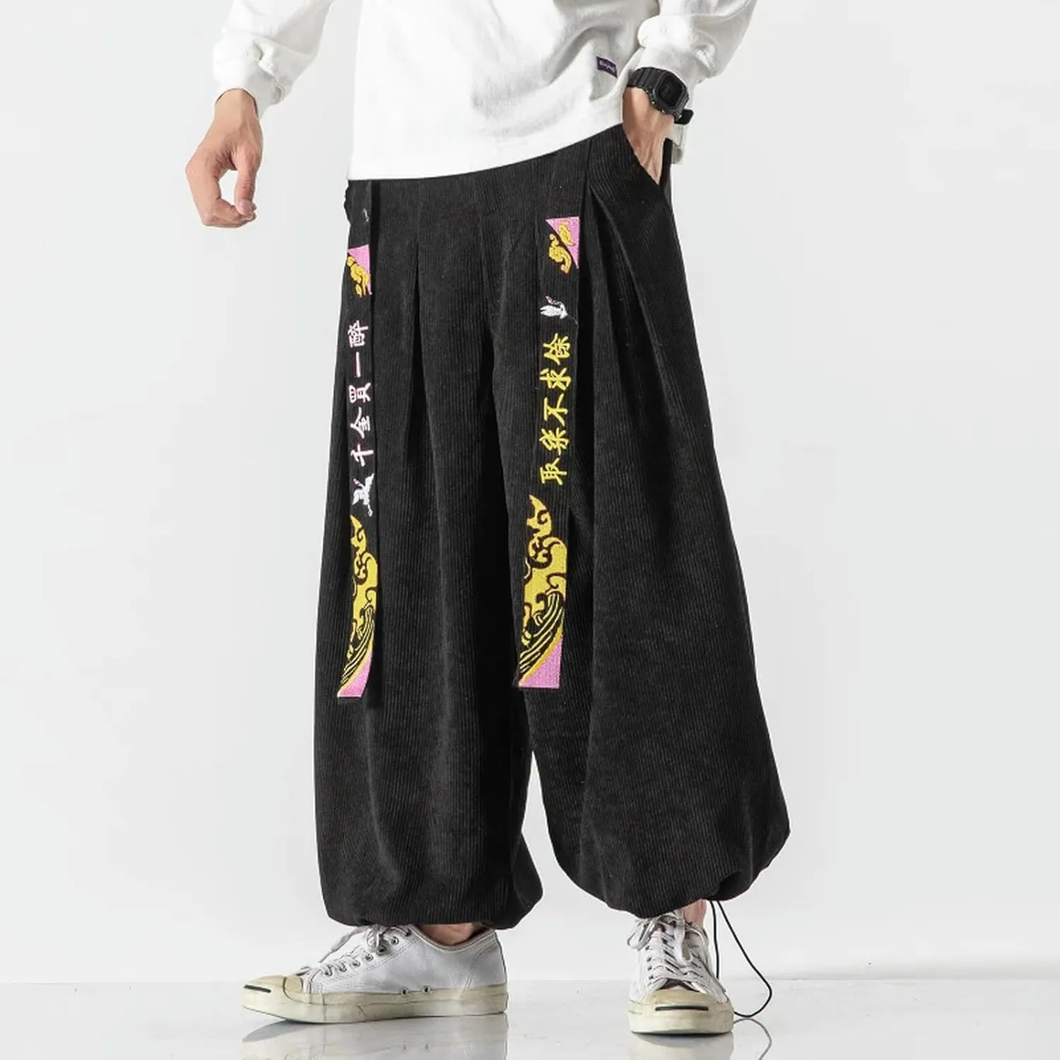 Men Pants Fashion Loose Harajuku Sports Trousers Hip Hop Jogging Pants Corduroy Casual Couple Harem Pants M-5XL