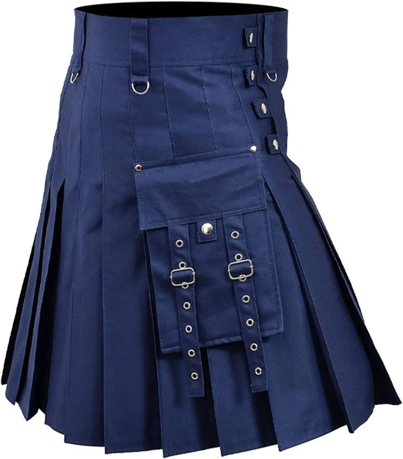Men Scottish Kilts Scottish Traditional Highland Pleated Skirt Modern Gothic Tactical Plaid Kilts with Cargo Pockets