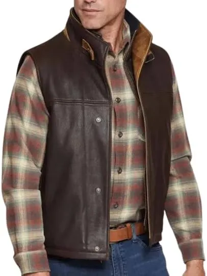 Mens Brown Lambskin Leather Vest, Premium Leather Vest