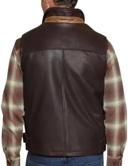 Mens Brown Lambskin Leather Vest, Premium Leather Vest