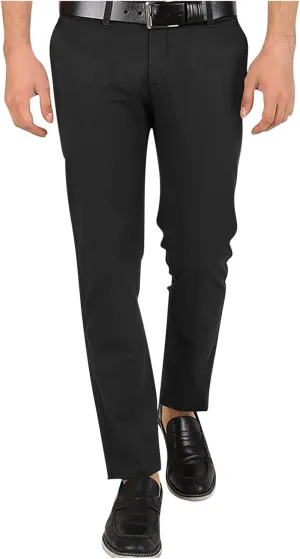 Men's Business Straight Leg Pants Casual Trendy Solid Color Dress Pants Office Work Lightweight Slim Fit Trousers