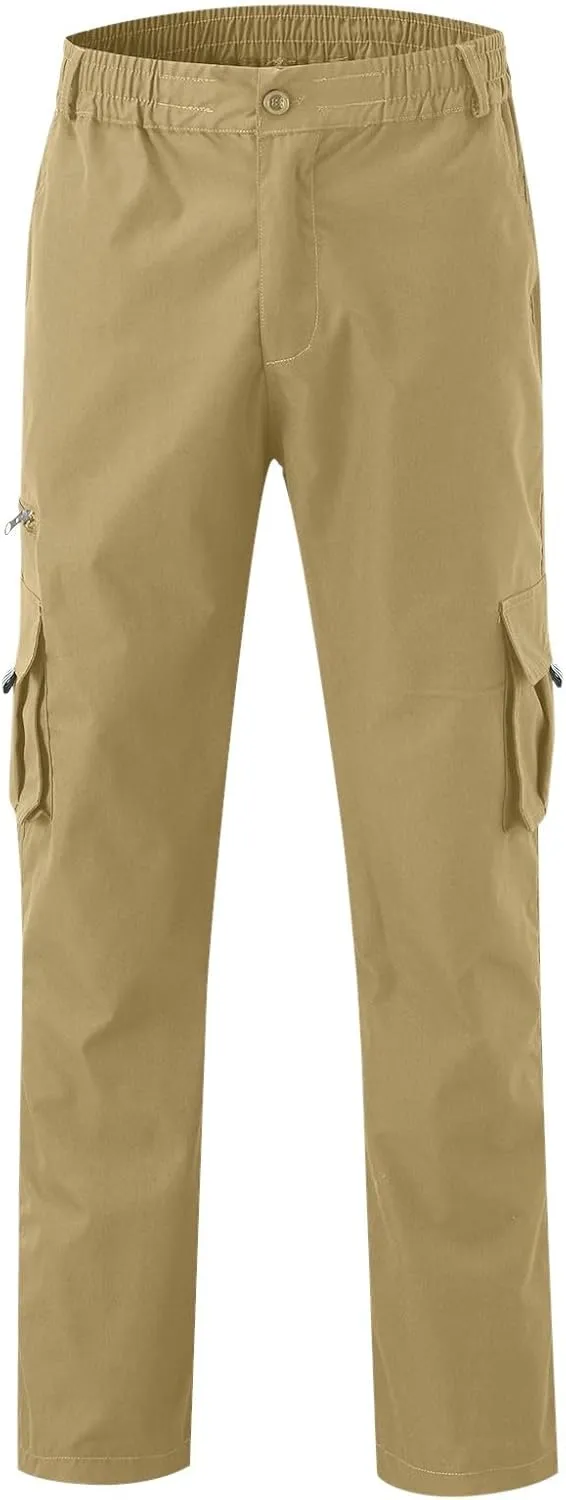 Men's Cargo Work Pants, Straight Leg Zipper Joggers Pants, Sports Fitness Casual Tactical Trousers with Muilt Pockets