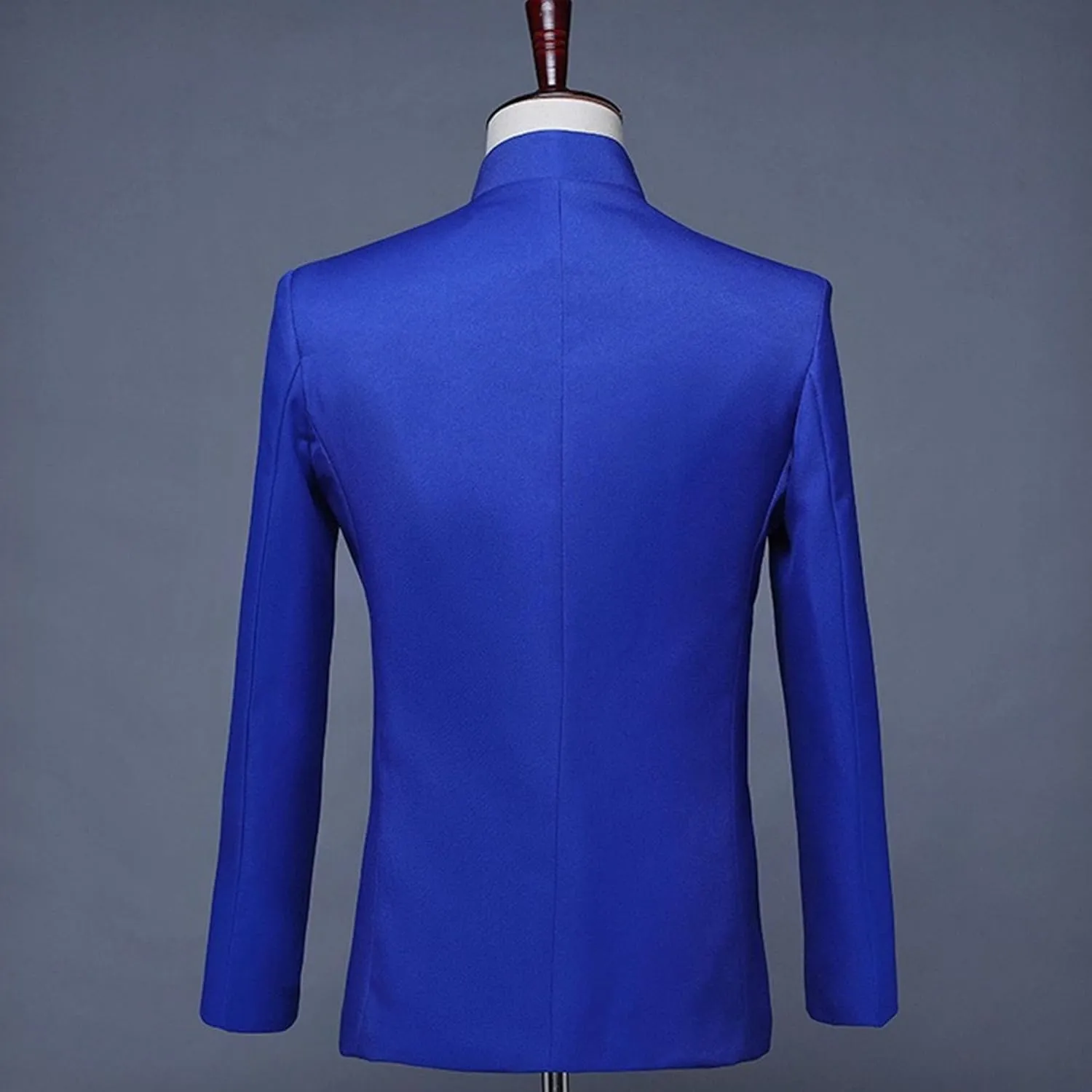 Mens Chinese Tunic Suit Slim Fit Stand Collar 2 Pieces Suits Mandarin Collar Blazer Jacket Pants Set Uniform Dress