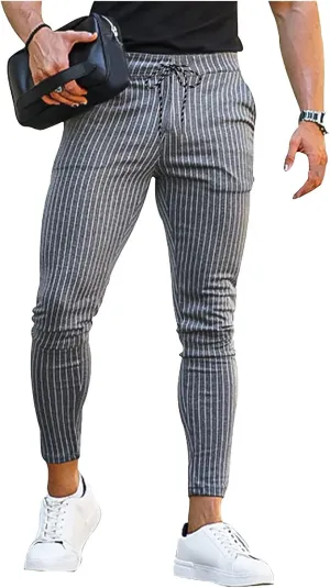 Mens Comfy Solid Stretch Skinny Pants Fashion Style Flat-Front Casual Slim Fit Business Dress Chinos Pants