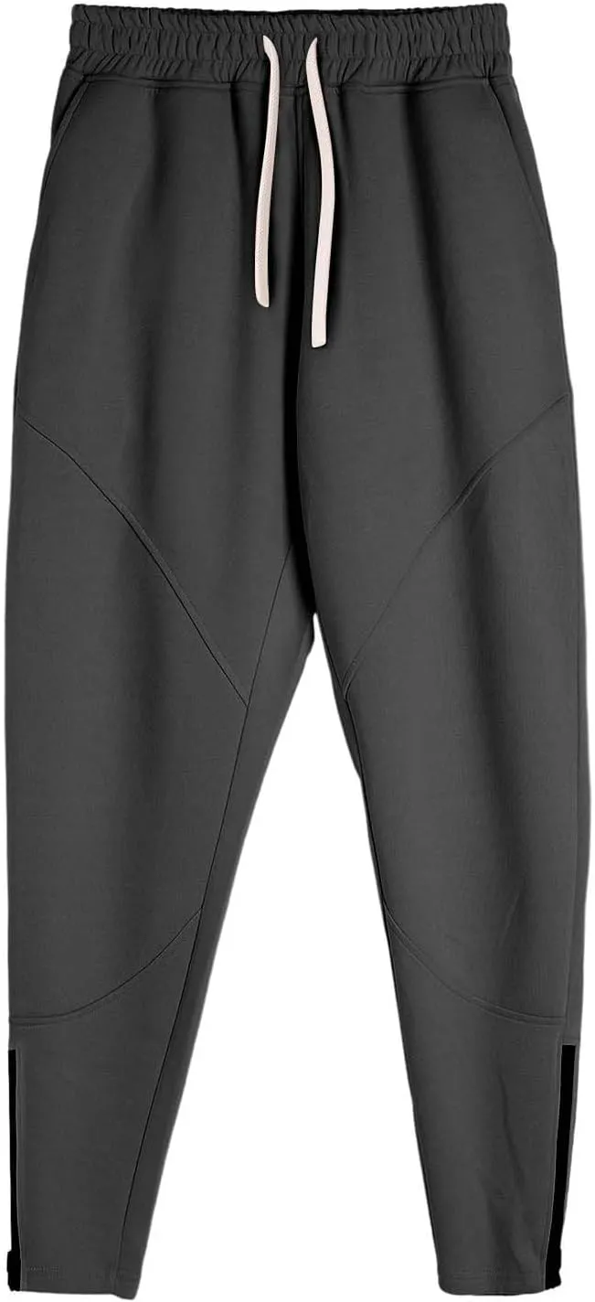 Mens Heavyweight Fleece Tapered Jogger Sweatpants with Zipper Ankle Casual Slim Fit Gym Sport Running Workout Athletic Pants