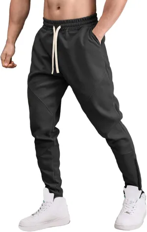 Mens Heavyweight Fleece Tapered Jogger Sweatpants with Zipper Ankle Casual Slim Fit Gym Sport Running Workout Athletic Pants