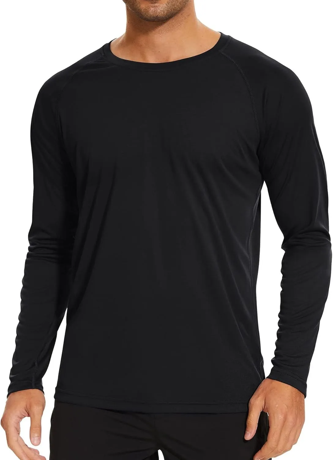 Men's Ice Silk Long Sleeve Shirts Quick Drying Breathable Undershirt Round Neck Sun Protection T-Shirt