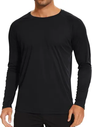 Men's Ice Silk Long Sleeve Shirts Quick Drying Breathable Undershirt Round Neck Sun Protection T-Shirt