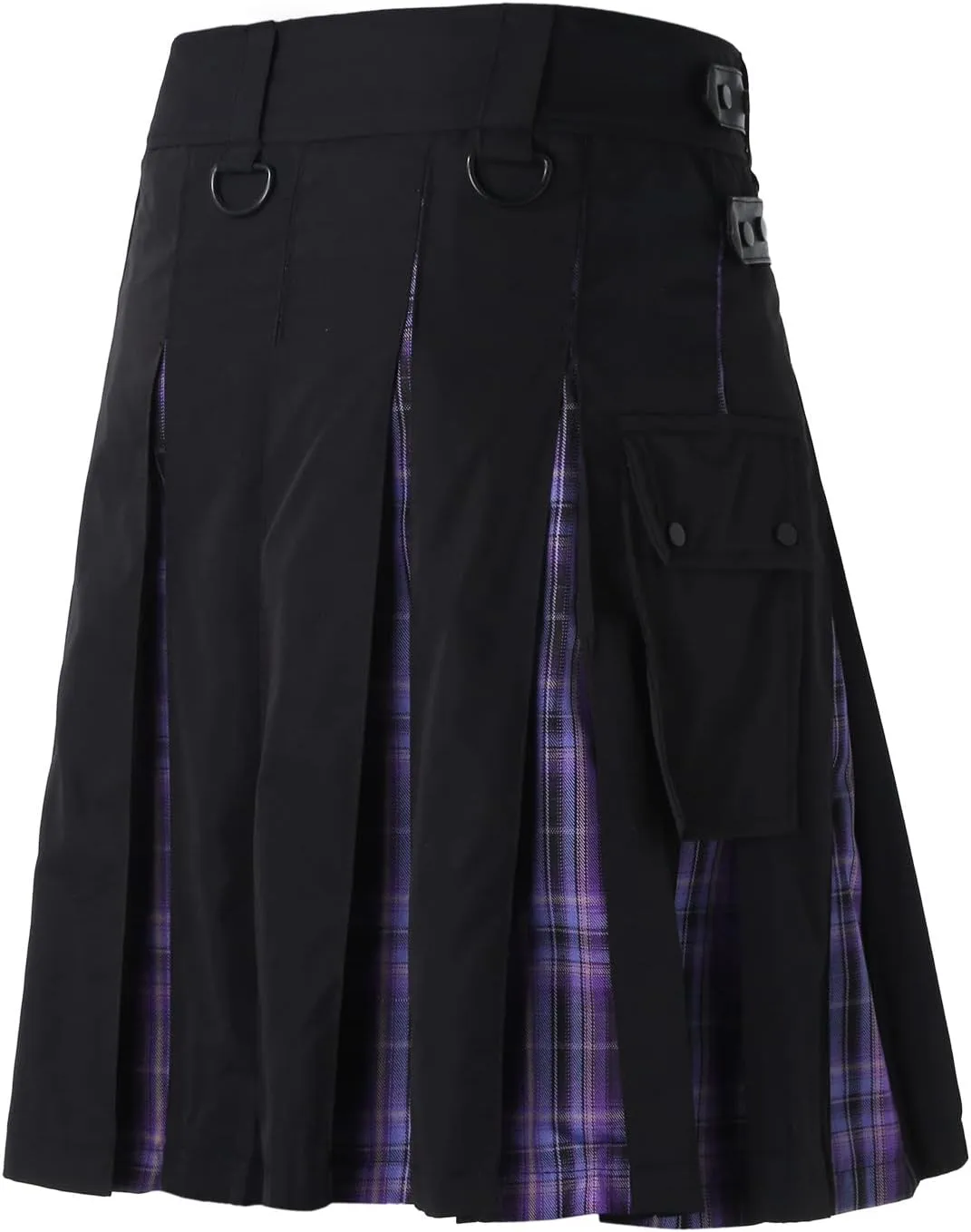 Mens Kilts Shorts Scottish Utility Pleated Plaid Skirts Modern Jeans Tartan Hybrid Kilt Vintage Gothic Kendo Costume