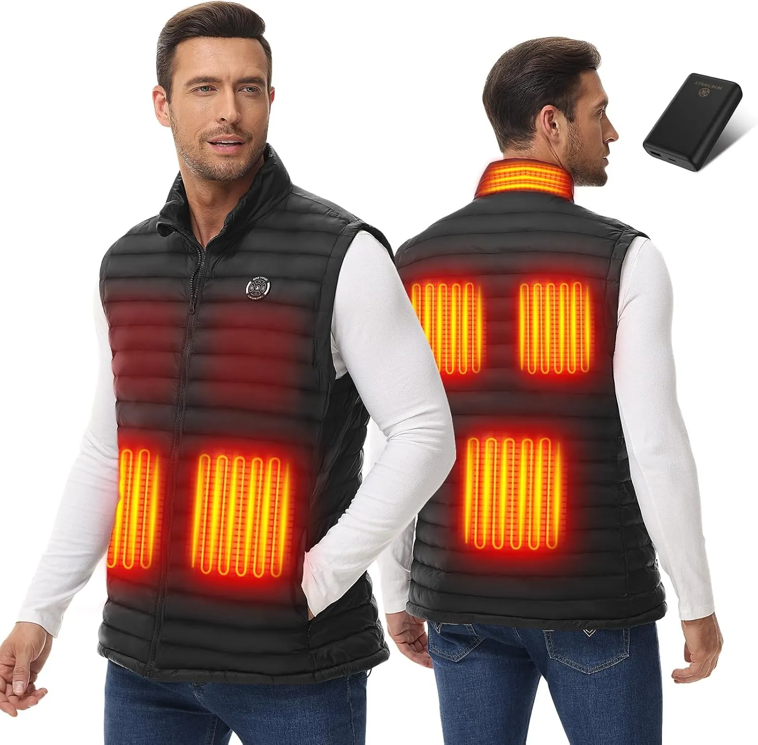 Men's Lightweight Heated Vest with Battery Pack | 3 in 1 Smart Controller | Lightweight Heated Puffer Vest