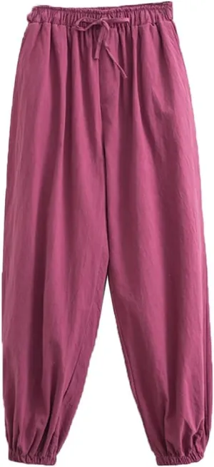 Men's Martial Arts Pants Chinese Kung Fu Harem Pants Loose Yoga Trousers Cotton Tai Chi Pants,Tang Suit Pants