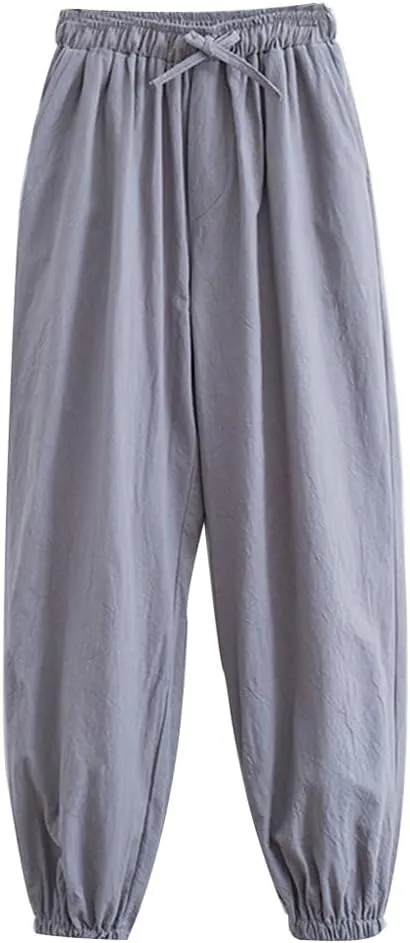 Men's Martial Arts Pants Chinese Kung Fu Harem Pants Loose Yoga Trousers Cotton Tai Chi Pants,Tang Suit Pants