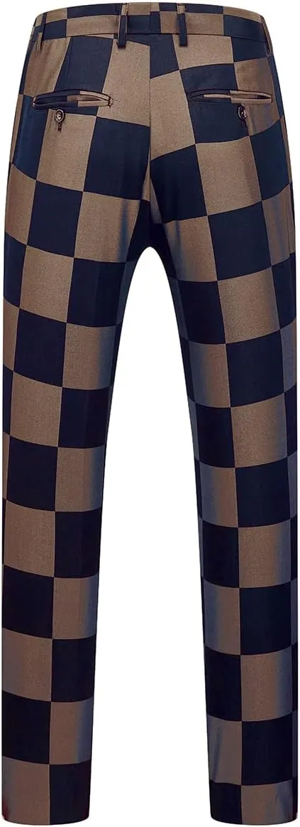 Mens Plaid Suit Slim Fit 3 Pieces Casual Checked Vintage Tuxedo Suit for Men for Wedding Business Party Blazer Pants & Vest