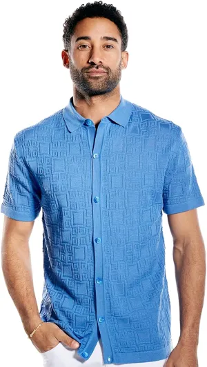 Mens Short Sleeve Knit Sports Shirt - Modern Polo Vintage Classics: Multi Stripes
