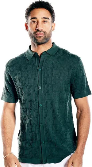 Mens Short Sleeve Knit Sports Shirt - Modern Polo Vintage Classics: Multi Stripes