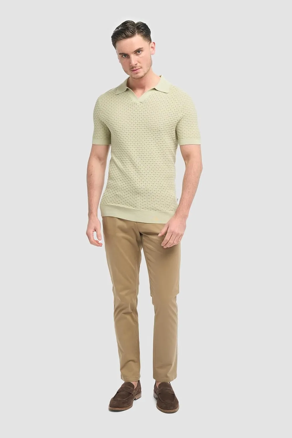 Men's Slim-Fit Cotton Chino Pants- Flat-Front Smart Casual Office Pants
