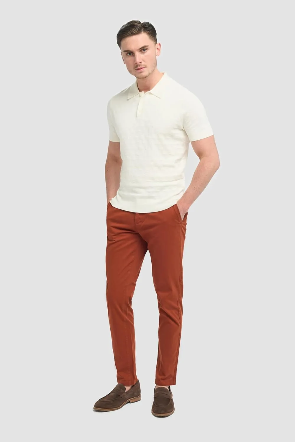 Men's Slim-Fit Cotton Chino Pants- Flat-Front Smart Casual Office Pants