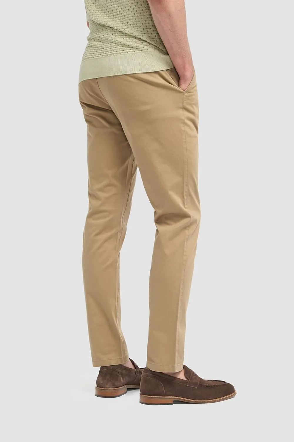 Men's Slim-Fit Cotton Chino Pants- Flat-Front Smart Casual Office Pants