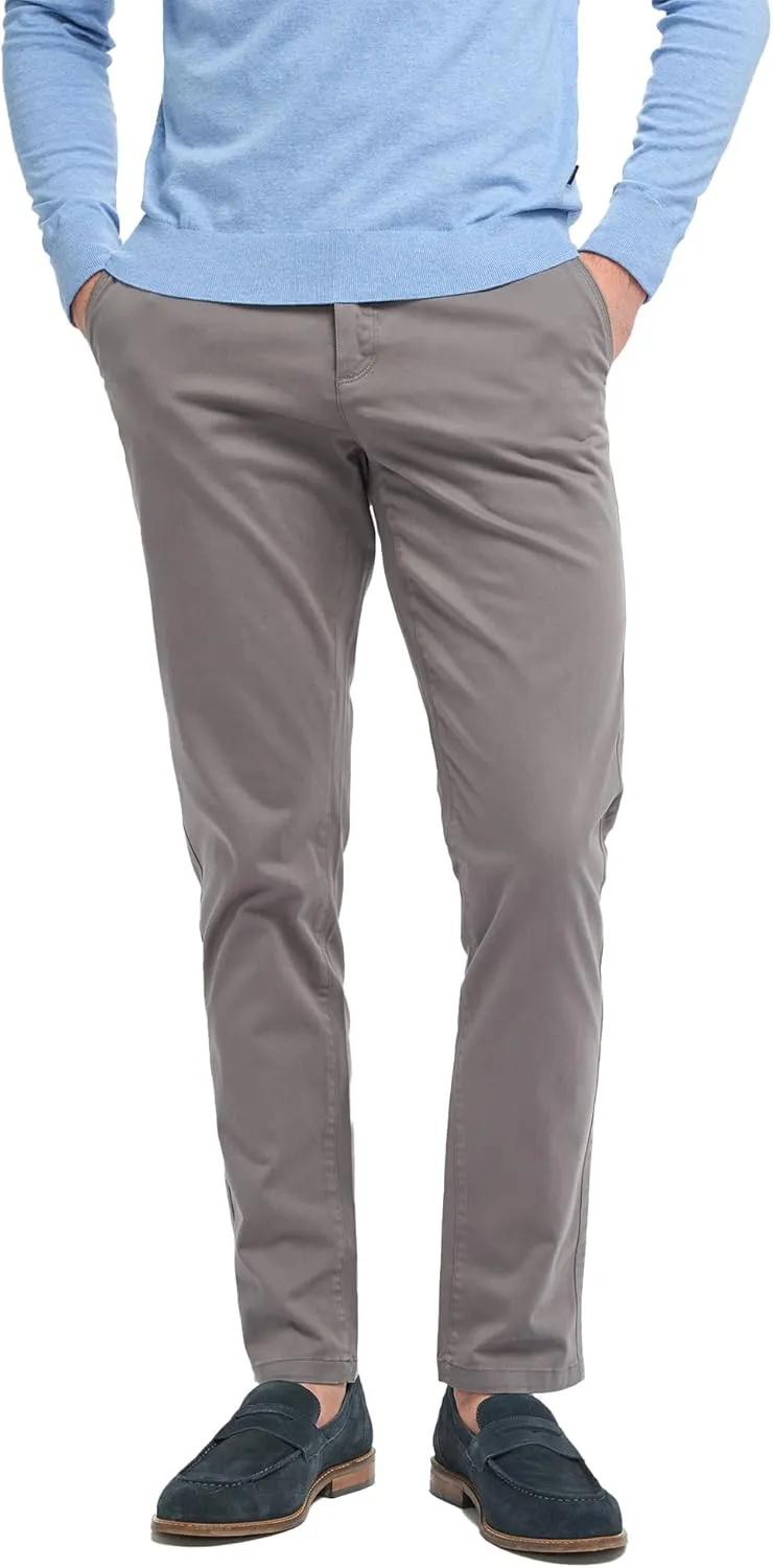 Men's Slim-Fit Cotton Chino Pants- Flat-Front Smart Casual Office Pants