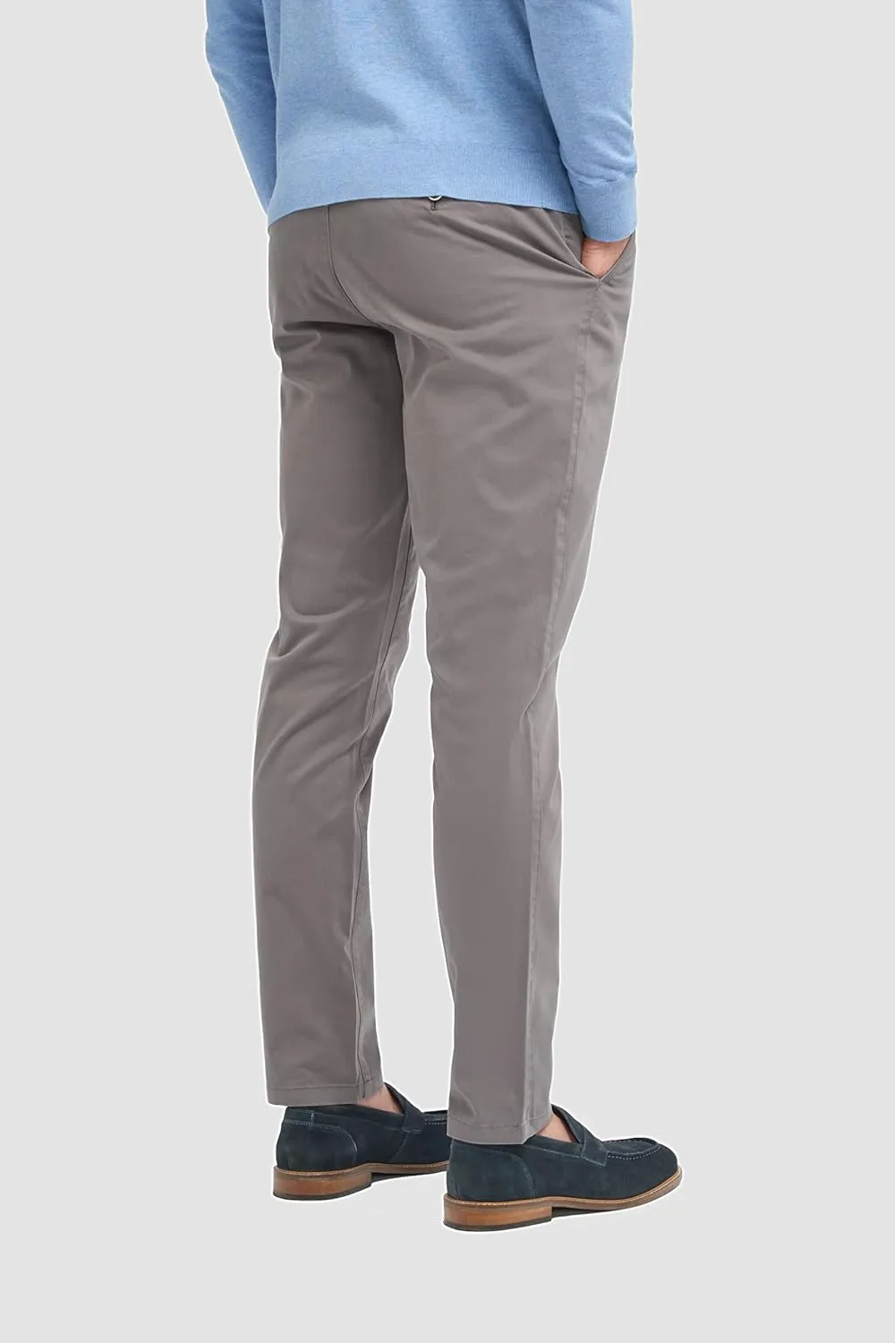 Men's Slim-Fit Cotton Chino Pants- Flat-Front Smart Casual Office Pants
