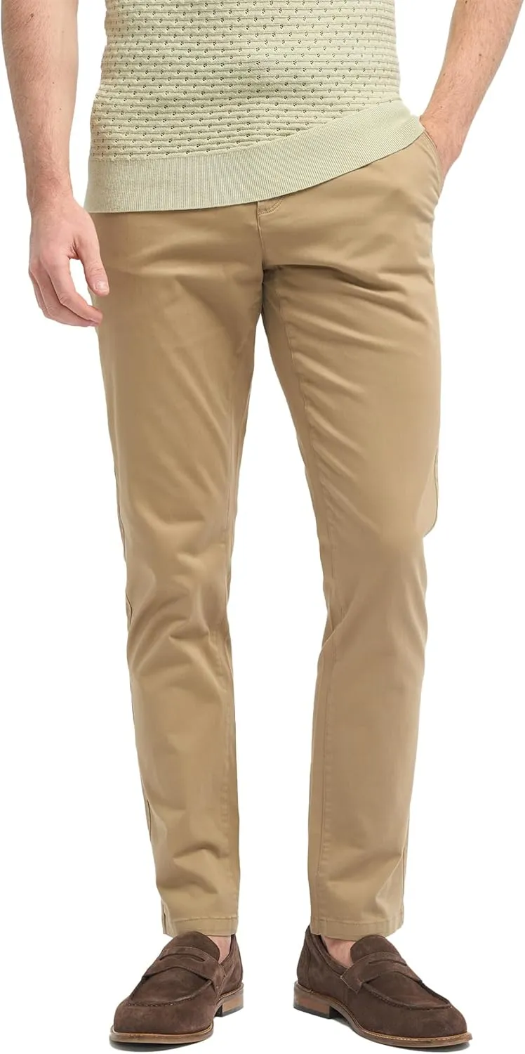 Men's Slim-Fit Cotton Chino Pants- Flat-Front Smart Casual Office Pants