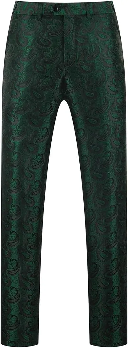 Mens Suits 3 Piece Slim Fit Tuxedo for Men Paisley Suit Prom Tux Shawl Lapel One Button Blazer Vest Pants Set
