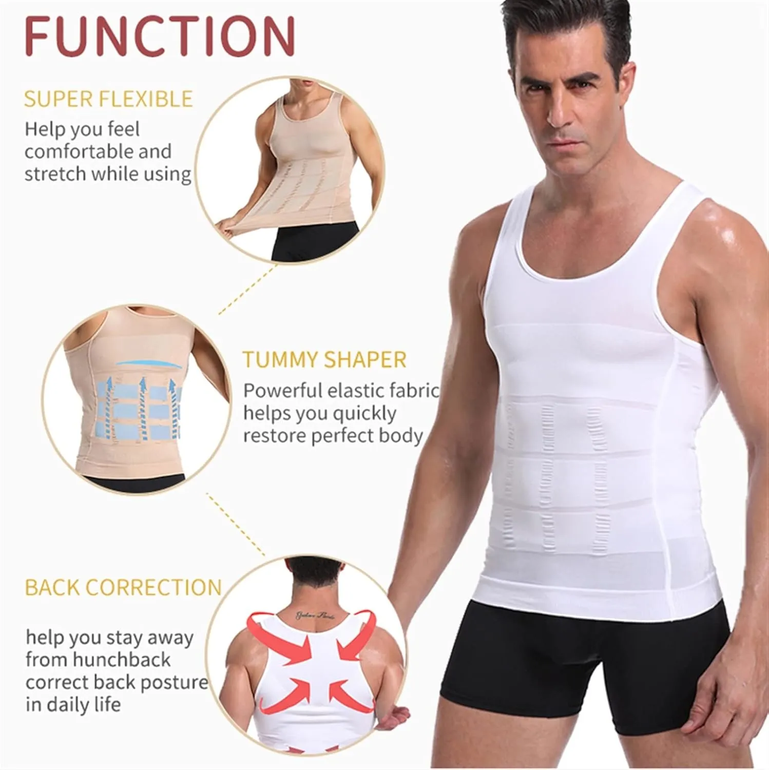 Men's Sweating Vest Slim Chest Corset Sleeveless Body Shaper Weight Loss Tank Top Posture Corrector Undershirt