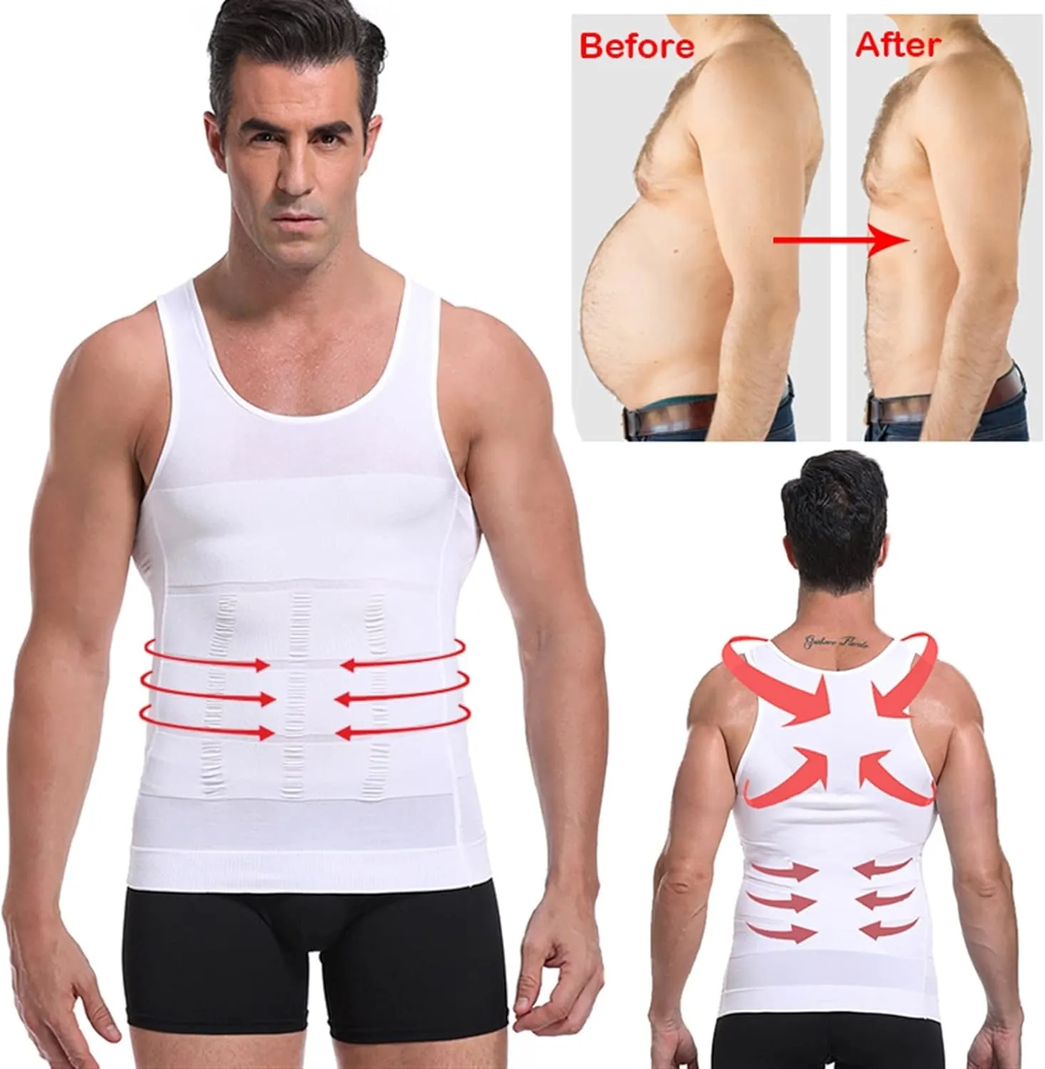 Men's Sweating Vest Slim Chest Corset Sleeveless Body Shaper Weight Loss Tank Top Posture Corrector Undershirt