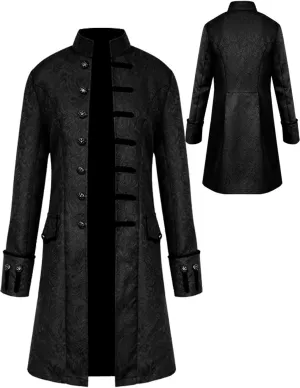 Mens Vintage Tailcoat Jacket Goth Long Steampunk Formal Gothic Victorian Frock Coat Costume for Halloween