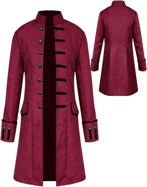 Mens Vintage Tailcoat Jacket Goth Long Steampunk Formal Gothic Victorian Frock Coat Costume for Halloween