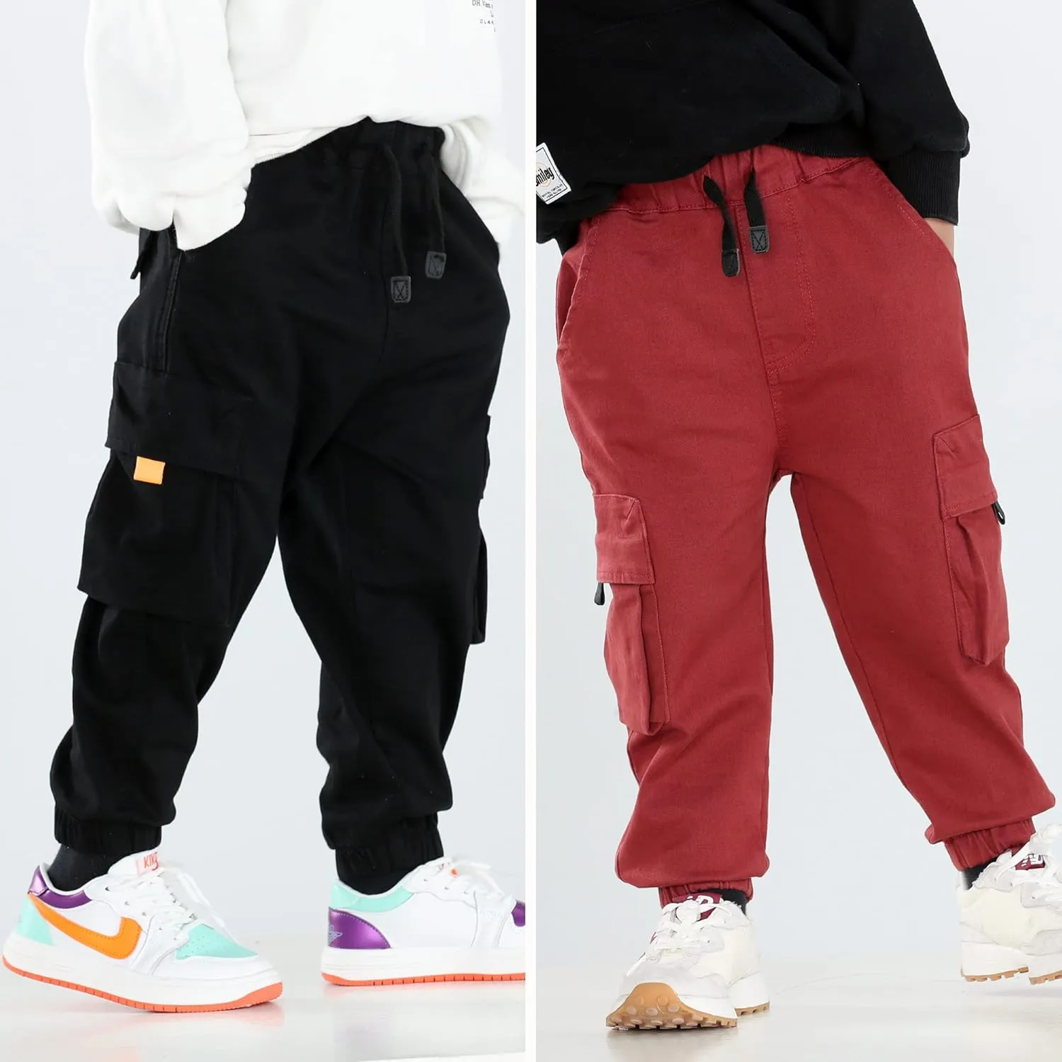 MINI PANDA Toddler Pants, Black Pants Toddler Boys or Girls, Little Boy Pants 2-Pieces