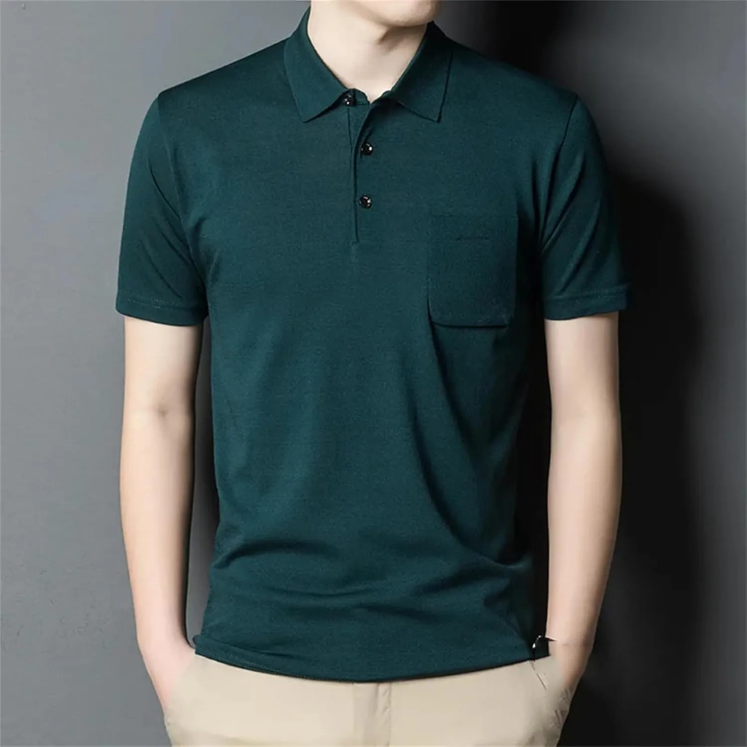 Mnjyihy Men Summer Fashion Cotton Polo Shirt Solid Short Sleeve Casual Quick Dry Performance Tactical Shirts