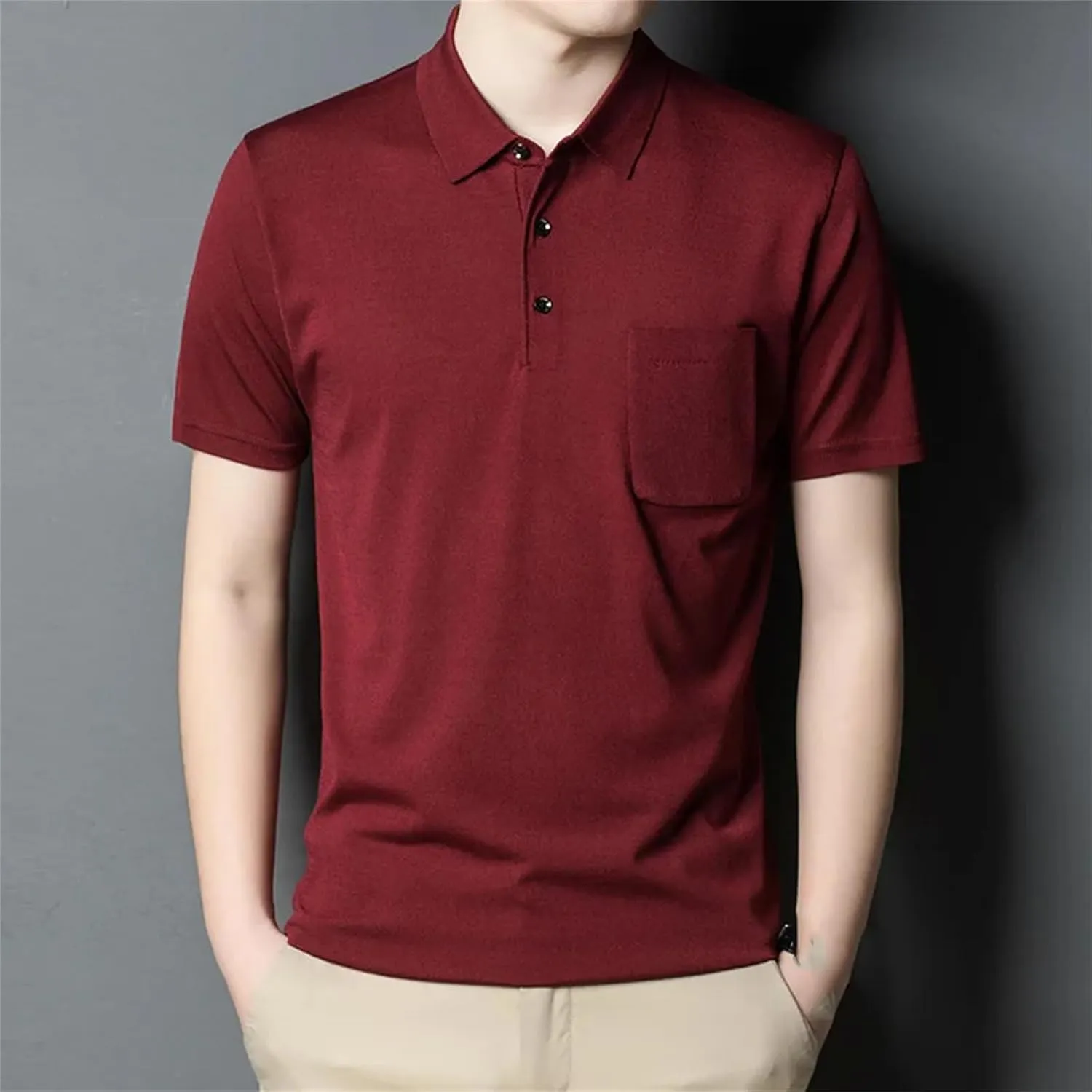Mnjyihy Men Summer Fashion Cotton Polo Shirt Solid Short Sleeve Casual Quick Dry Performance Tactical Shirts
